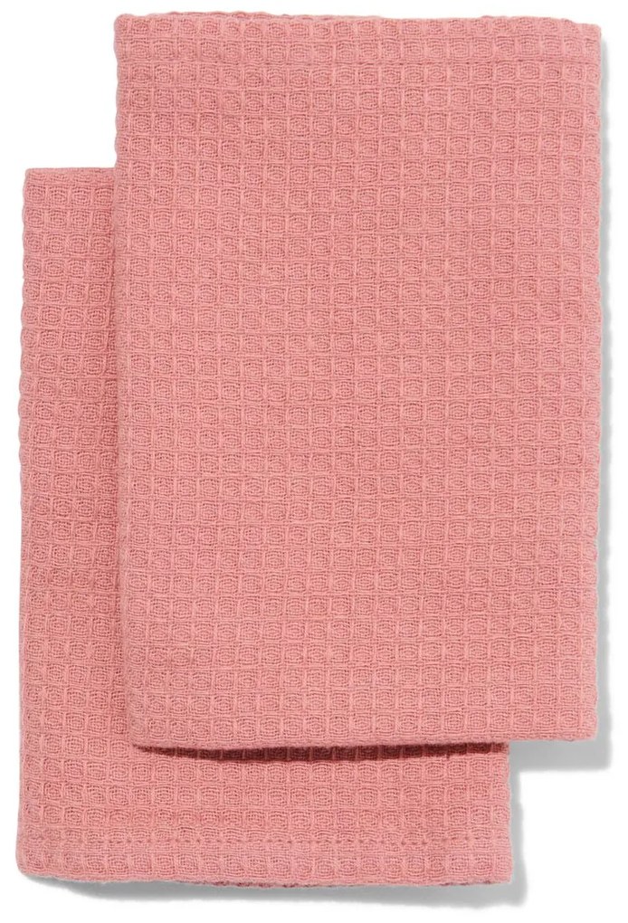 HEMA Vaatdoekjes Wafelstructuur 30x30 Roze - 2 Stuks (roze)