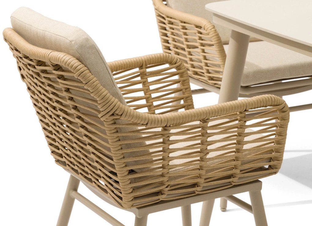 Tuinset 6 personen 160 cm Aluminium/rope Taupe Coco Antoni/Rockville