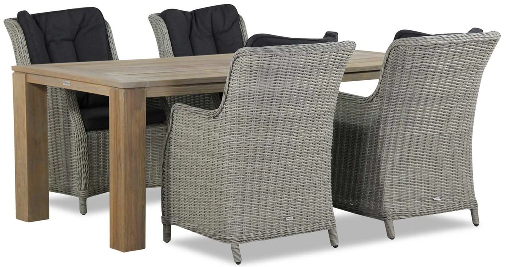 Tuinset 4 personen 200 cm Wicker Grijs Garden Collections Buckingham/Brighton