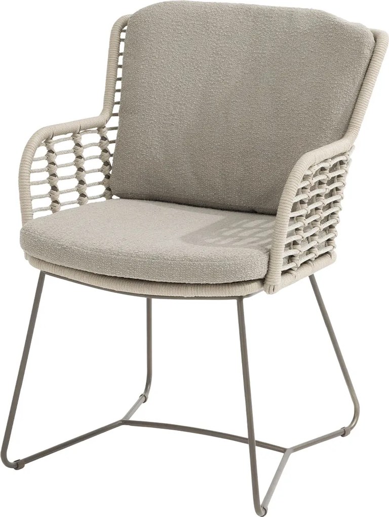 4 Seasons Fabrice tuinset 5-delig - Prado tuintafel Ø130 cm - ceramic sabbia terre