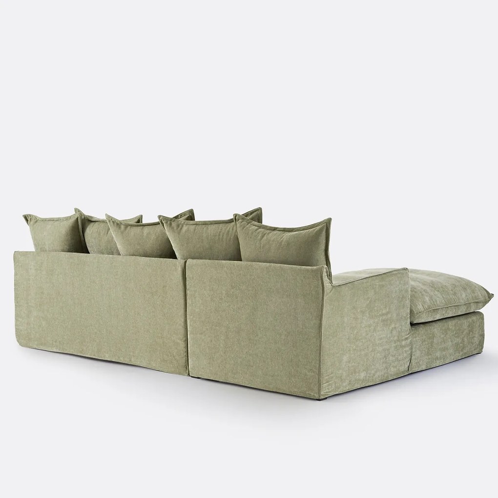Hoekbank links, omvormbaar, afneembare hoes, 4-zits, gemêleerd polyester, ODNA