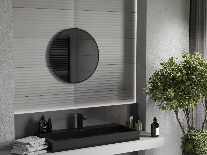 Mexen Loft rond badkamer spiegel 60 cm, zwarte lijst - 9850-060-060-000-70