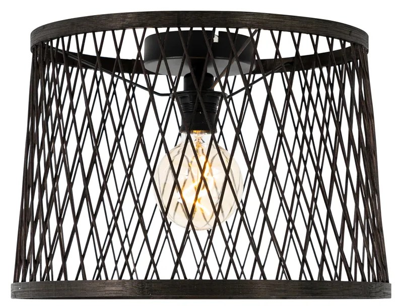 Buitenlamp Landelijke plafondlamp zwart rotan 40 cm IP44 - Calamus Landelijk E27 IP44 Buitenverlichting rond