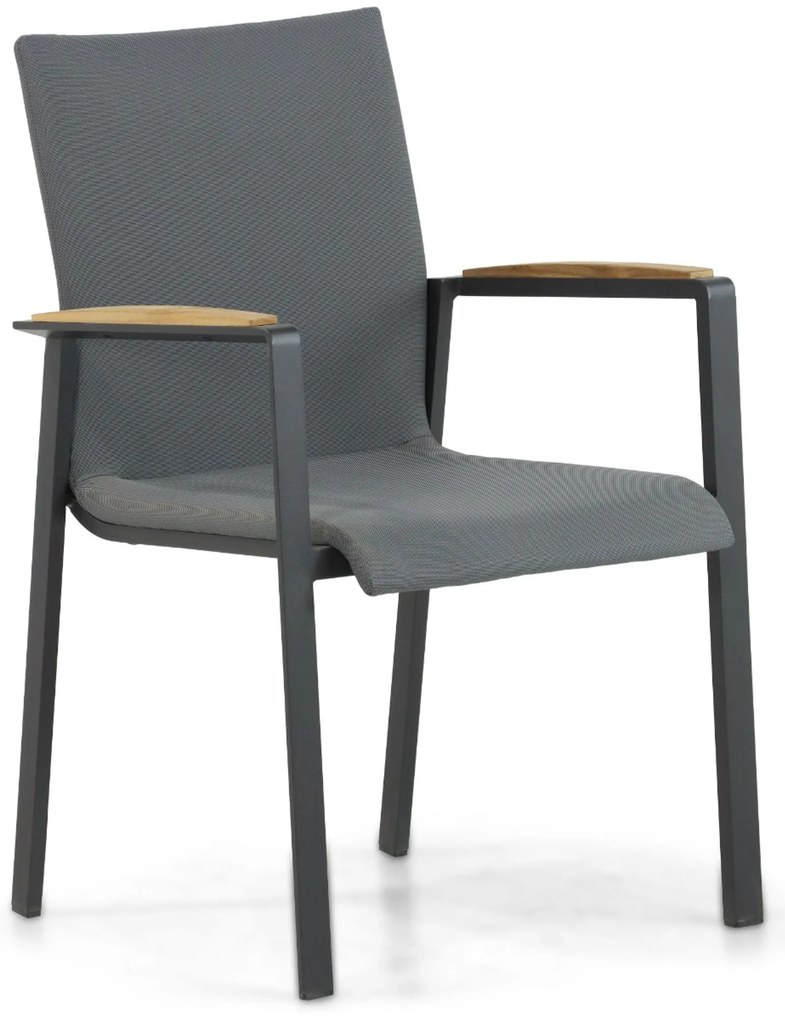 Tuinstoel stapelbaar Aluminium/textileen Grijs-antraciet Lifestyle Garden Furniture Brandon