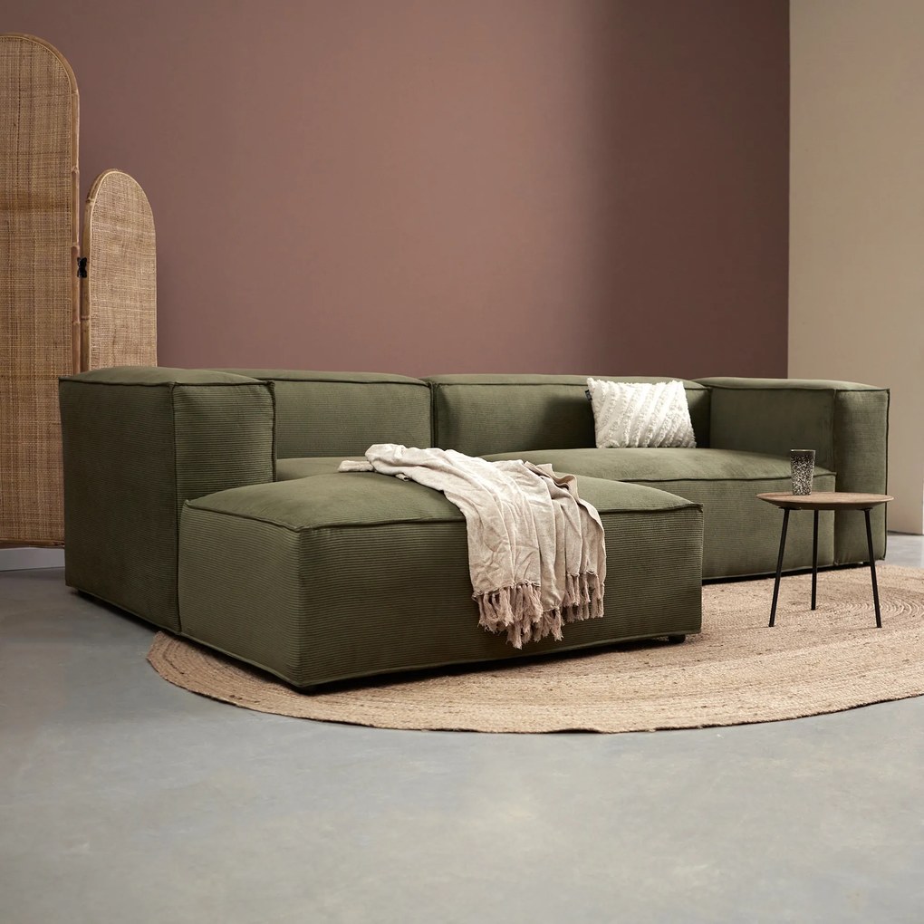 Groen Rib Bank Met Chaise Longue Links