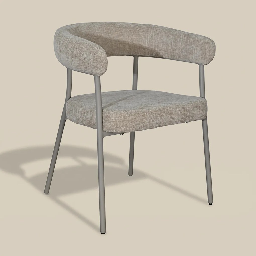 Beige Eetkamerstoel Met Ronde Rug
