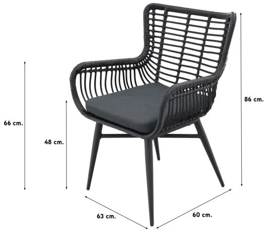 GI Ovale tuinset Scotland marmerlook wit/Jasmine tuinstoel black–7 delig