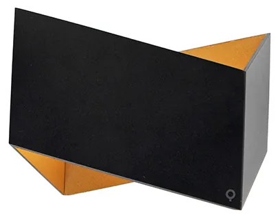 Design wandlamp zwart met gouden binnenkant - Fold