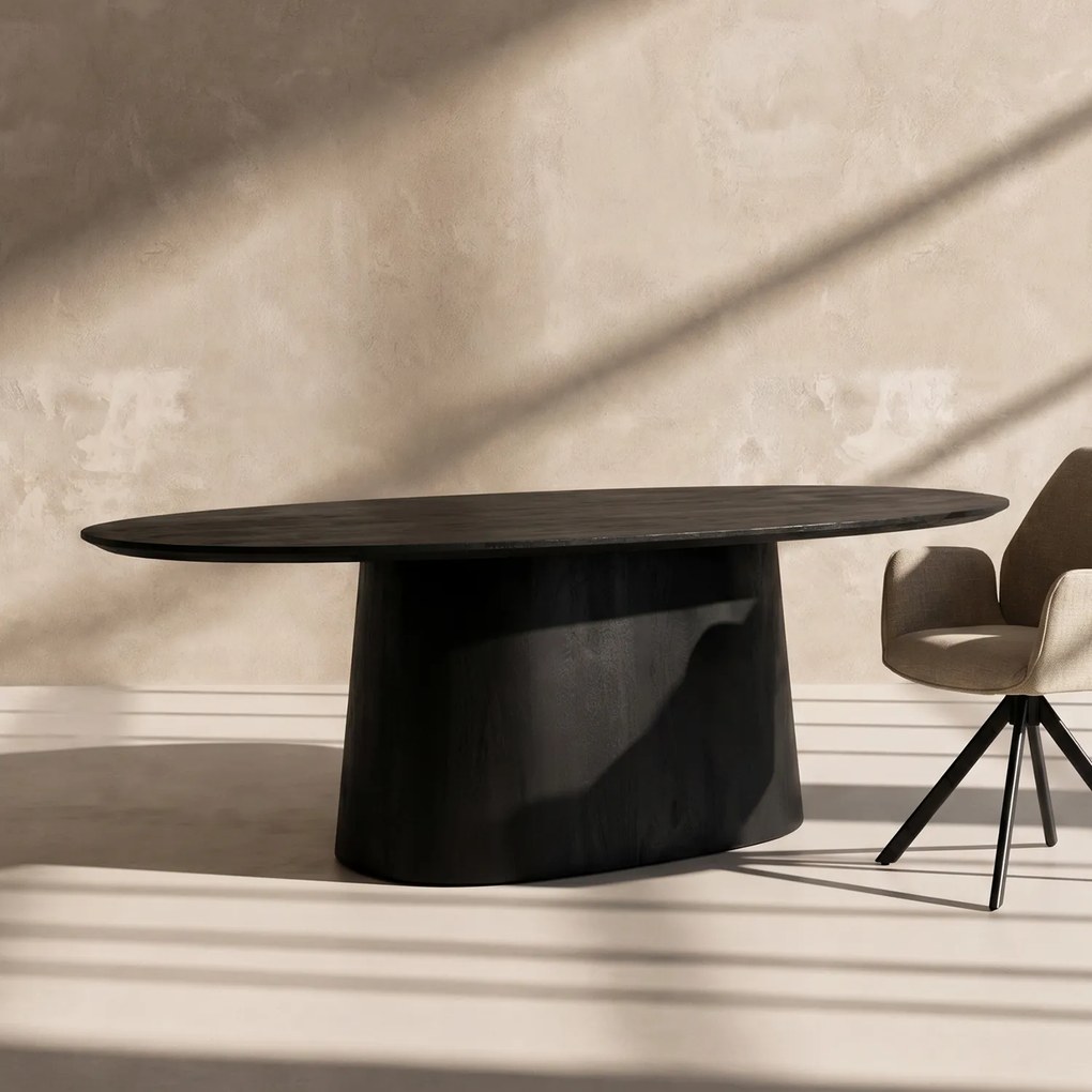 Eleonora Aron Zwarte Eettafel Ovaal 200 Cm - 200 X 110cm.