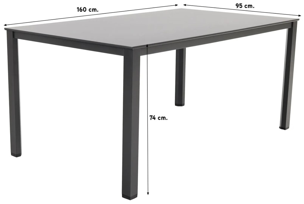 Kettler Cubic aluminium tuintafel 160x95 cm. - Antraciet