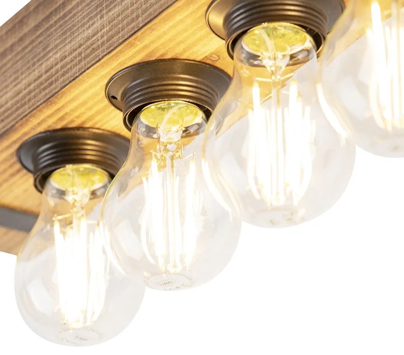 Smart industriële plafondlamp hout met staal incl. 4 wifi A60 - Reena