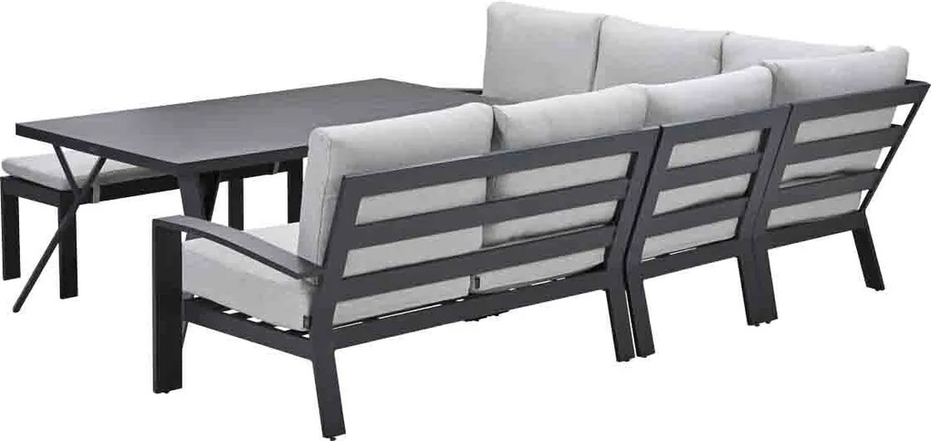 Garden Impressions Camilo lounge dining set 6-delig links – donker grijs - Valley sand