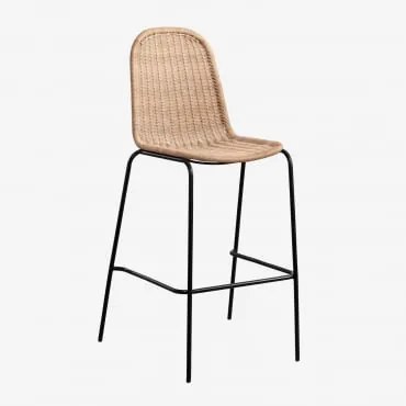 Reiven Hoge Stapelbare Rieten Kruk Zwart & ↑75 Cm - Sklum
