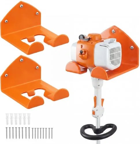 VEVOR 2-delige gereedschapshouder, draagvermogen 41 kg, 15x15x10 cm, oranje, wandmontage, constructie van koolstofstaal, inclusief schroeven en pluggen, ophangbeugel voor elektrisch gereedschap in garage, werkplaats of magazijn.