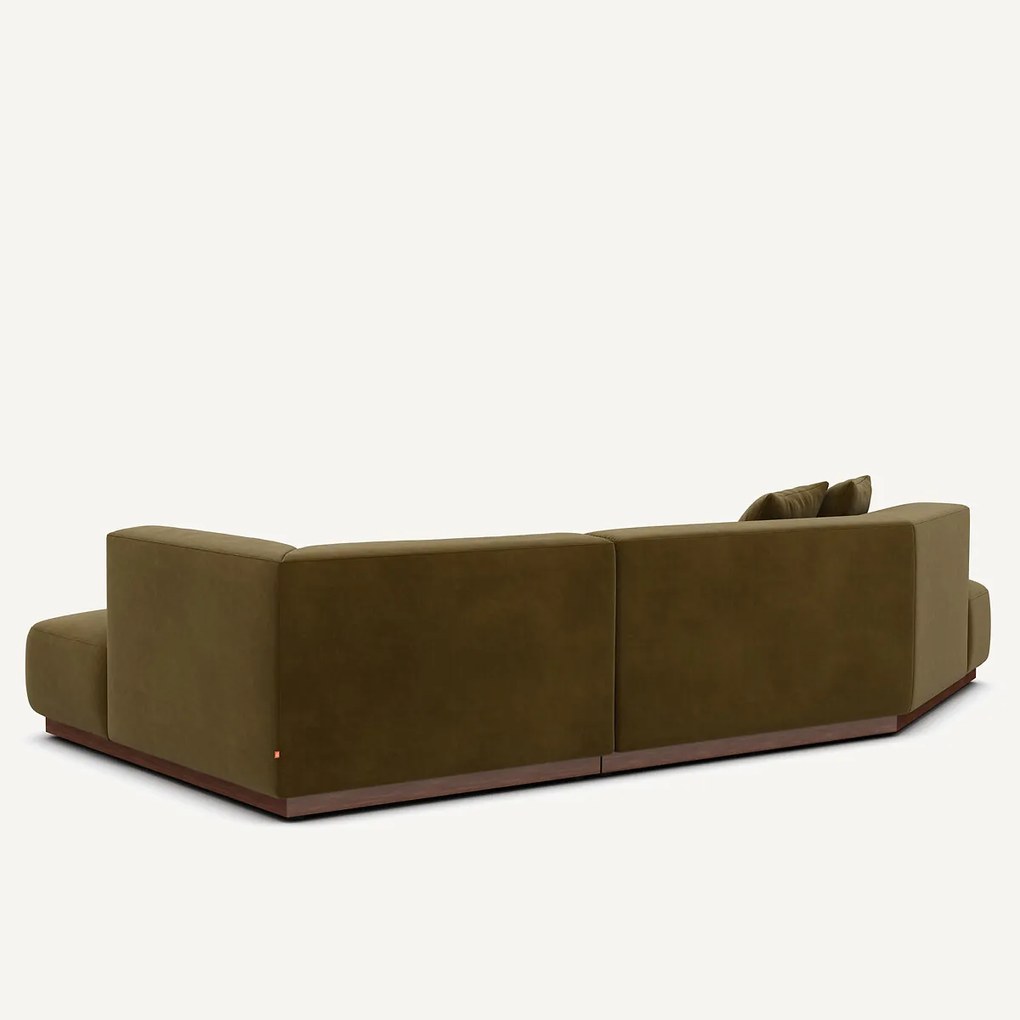 Rechter open hoekbank in fluweel, Jacopo