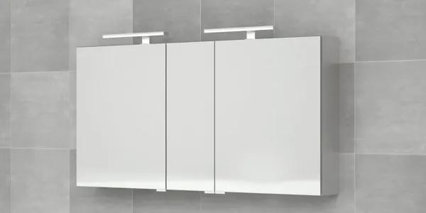 Bruynzeel spiegelkast 150x70cm met 3 deuren exclusief verlichting aluminium 232409