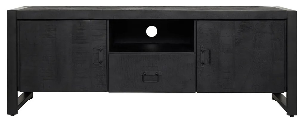 Starfurn Boaz Black Tv-meubel Zwart Mangohout 150 Cm - 150x45x55cm.