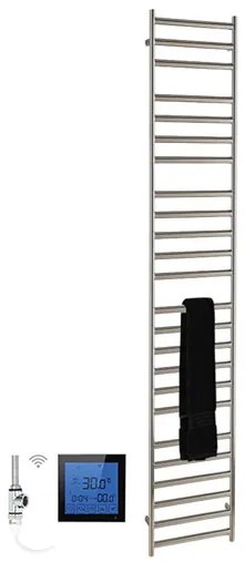 SSI Design Athena elektrische radiator met zwarte digitale thermostaat RVS geborsteld 160x50cm 600W