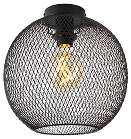 Moderne plafondlamp zwart 30 cm - Mesh Ball