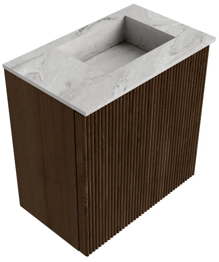 Mondiaz Joya DLux 40cm toiletmeubel walnut met wastafel faye rechts 1 kraangat glace