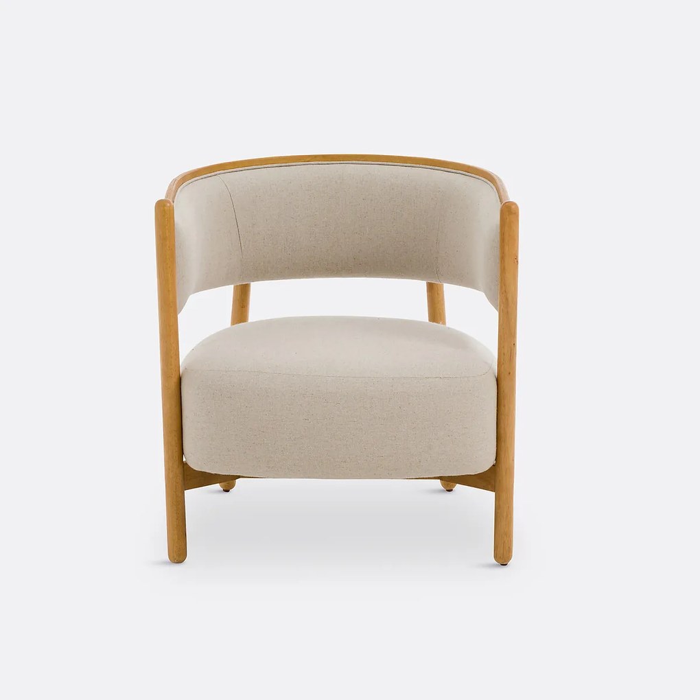 Fauteuil in hevea en katoen/linnen, Natesse