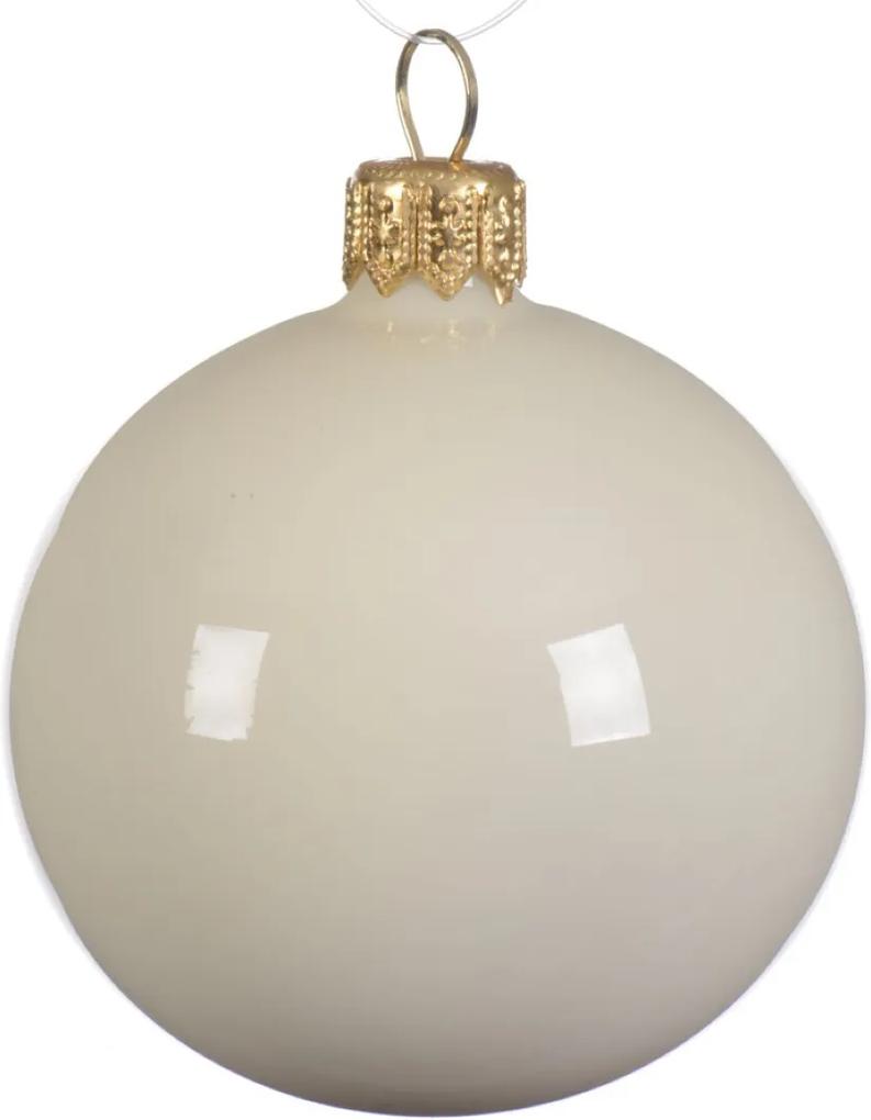 6 Glazen kerstballen glans 6 cm wol wit