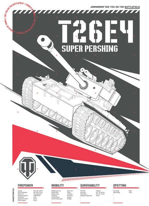Ilustratie World of Tanks - Super Pershing, WOT