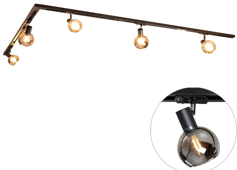 Modern railsysteem met 5 Spot / Opbouwspot / Plafondspots zwart 1-fase - Iconic Lava E14 Binnenverlichting Lamp