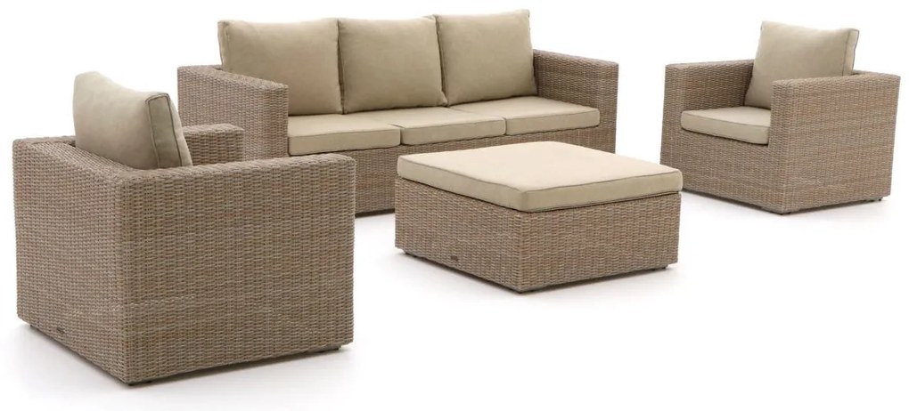 + 15% kassakorting | Stoel-bank loungeset Intenso  | 5 personen | Loungeset Beige | Wicker (vlechtwerk) | Kees Smit Tuinmeubelen