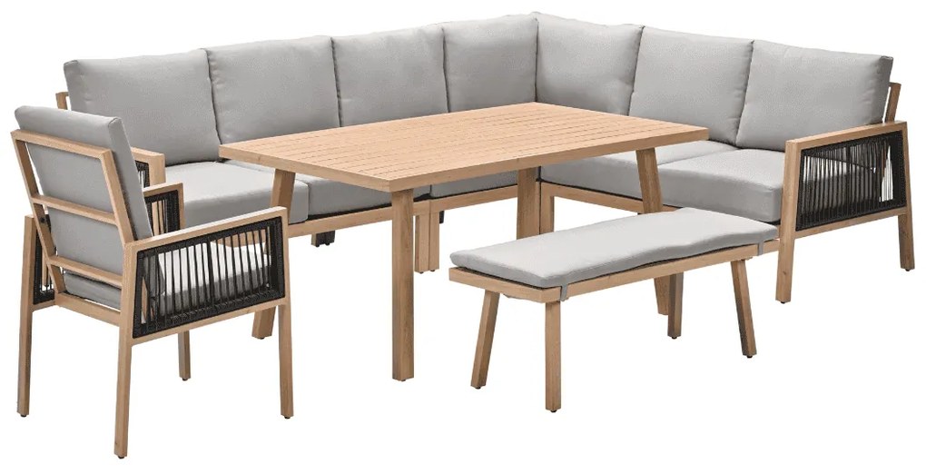 Garden Impressions San Capri lounge dining set 7-delig rechts - light teak aluminium