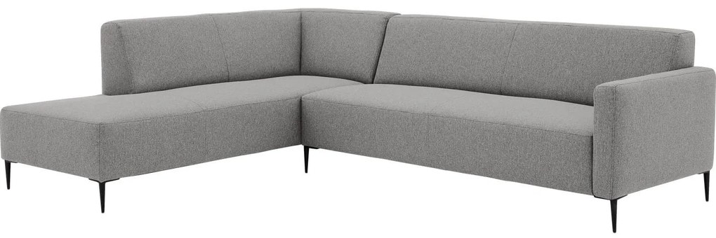 Goossens Key West lichtgrijs, stof, 3-zits, modern design met ligelement links
