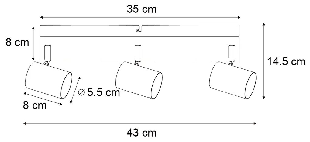 Moderne plafondlamp zwart 3-lichts verstelbaar rechthoekig - Jeana Modern GU10 Binnenverlichting Lamp