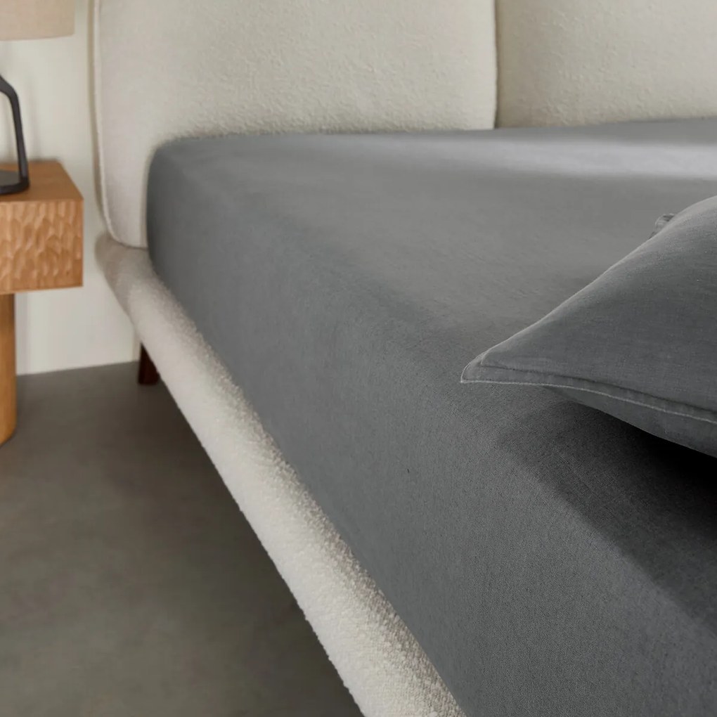 Hoeslaken in gewassen linnen, Elina voor dikke matras