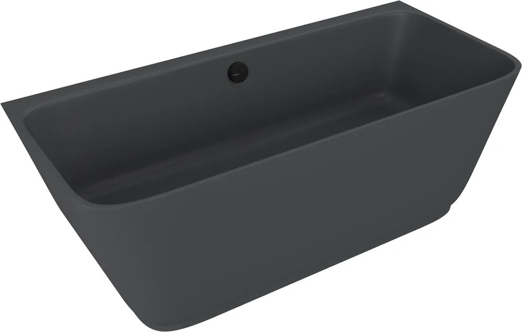 Polysan Skylla halfvrijstaand bad antraciet mat mineraalmarmer 170x75cm