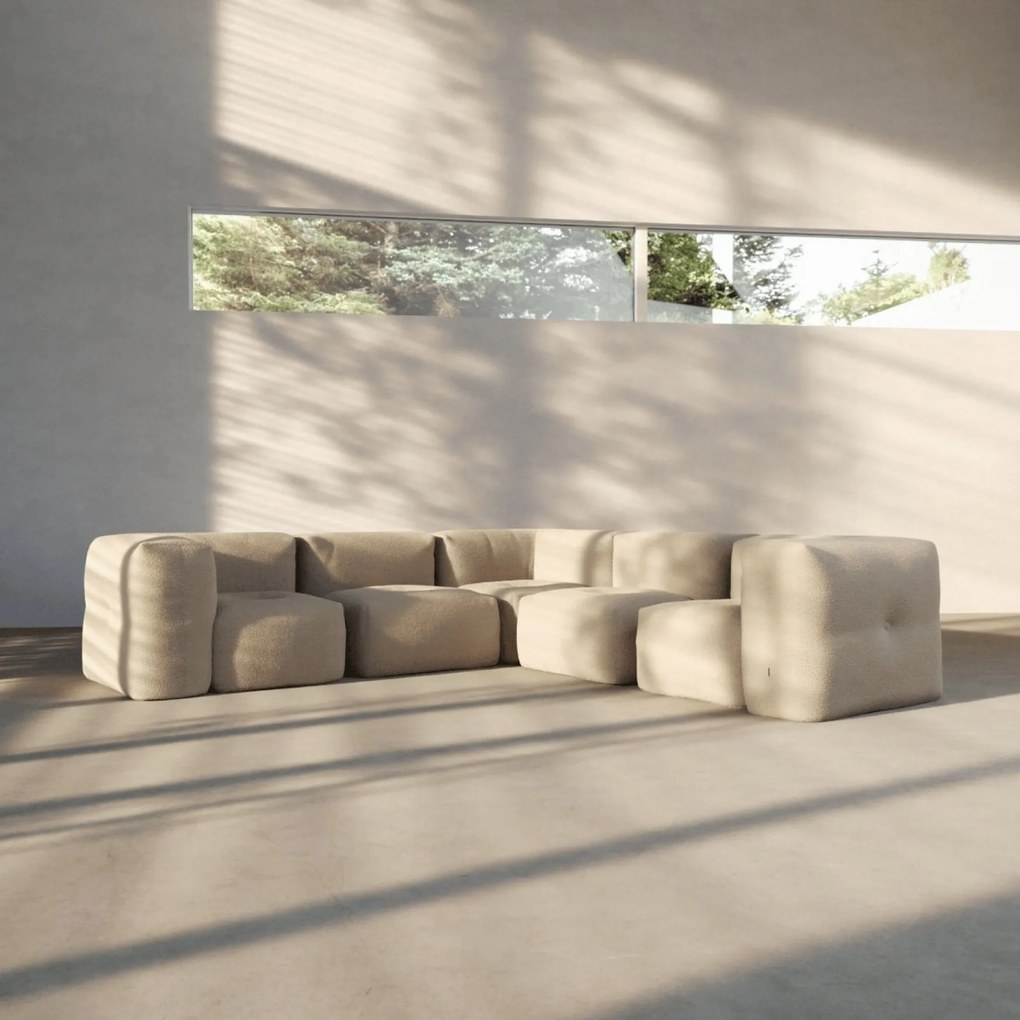 Soft Zitzak Indoor 5 Seater Hoekbank - Teddy Beige