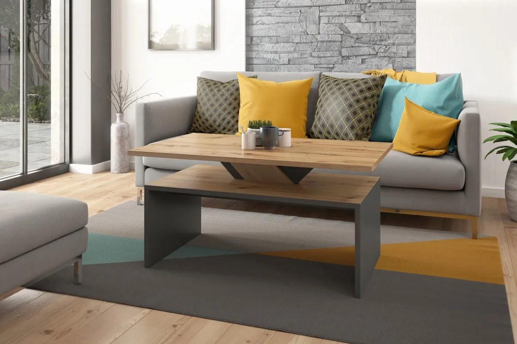 SISI artisan eiken / antraciet, salontafel