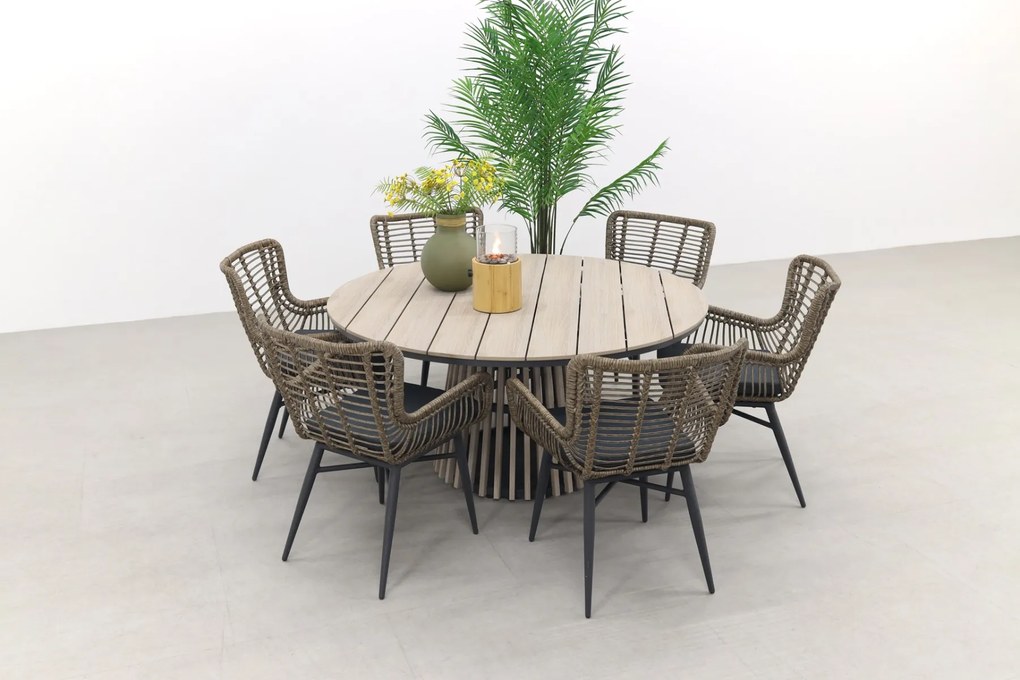 Jasmine Naturel/GI Trinxa 6-persoons ronde dining tuinset Ø148 cm.