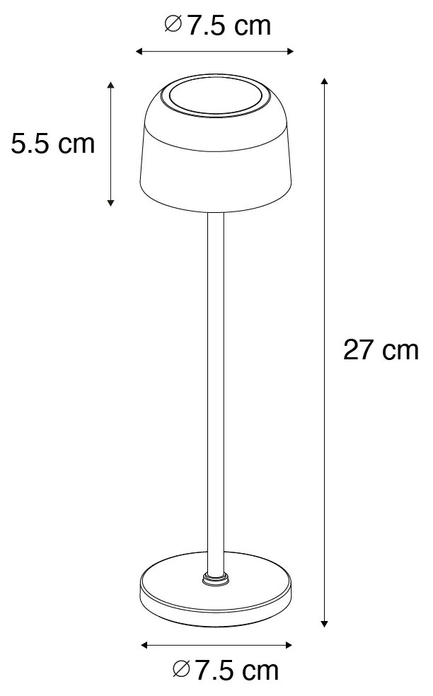 Buitenlamp met dimmer LED Tafellamp met dimmer mushroom roestbruin oplaadbaar incl. laadstation - Raika Modern IP65 Buitenverlichting Lamp