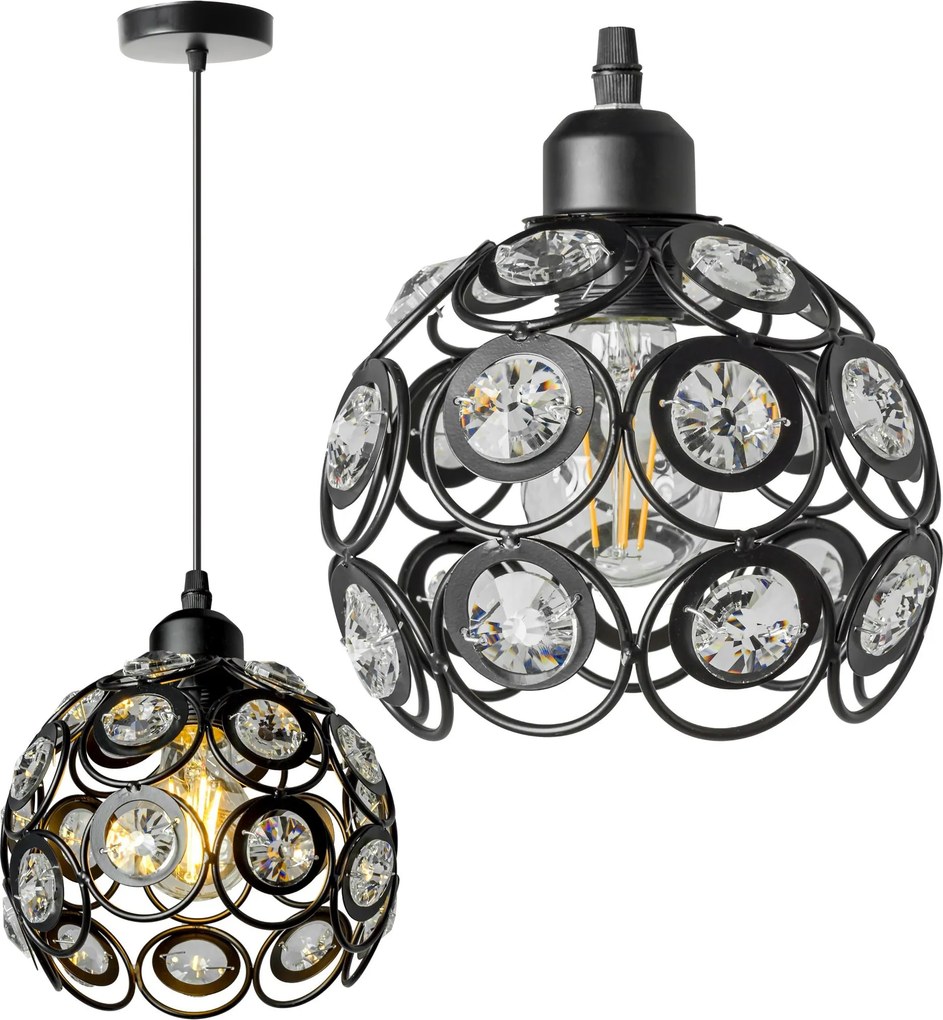KRISTALLEN PLAFONDLAMP APP206-1C ZWART