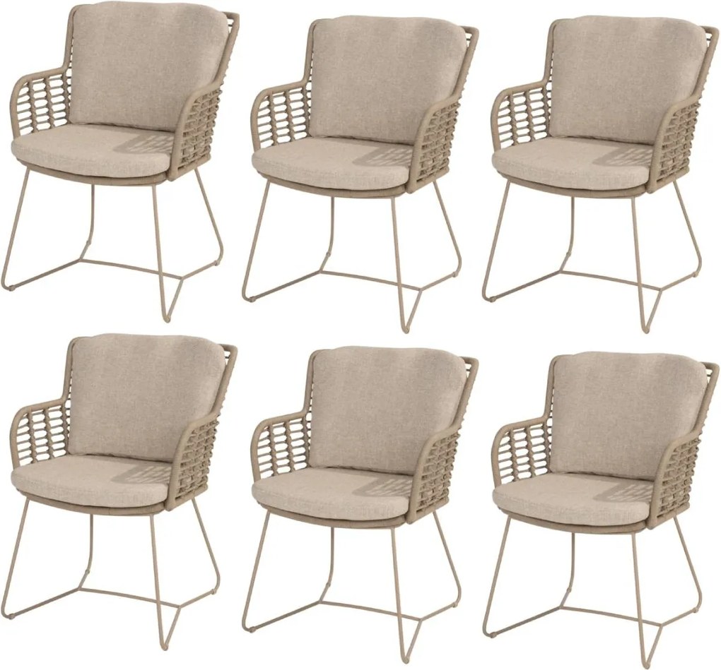 Fabrice tuinstoel latte 4 Seasons Outdoor set van 6