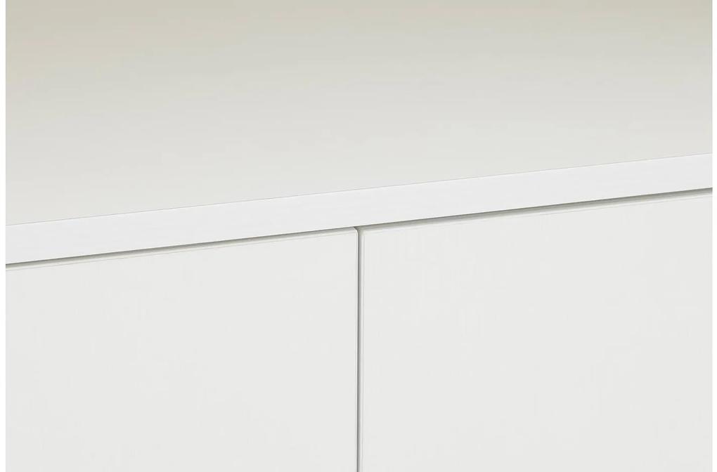 Goossens Basic Buffetkast Madrid, 3 dichte deuren 7 open vakken, wit melamine, 139 x 191 x 45 cm, elegant chic
