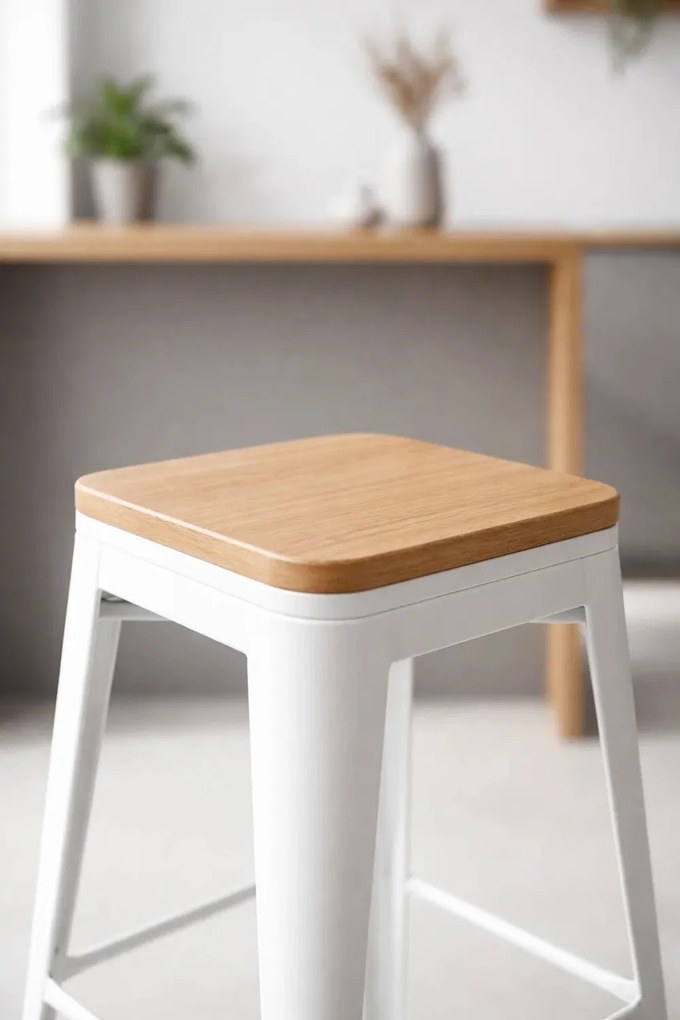 Torix lage kruk van natuurlijk hout