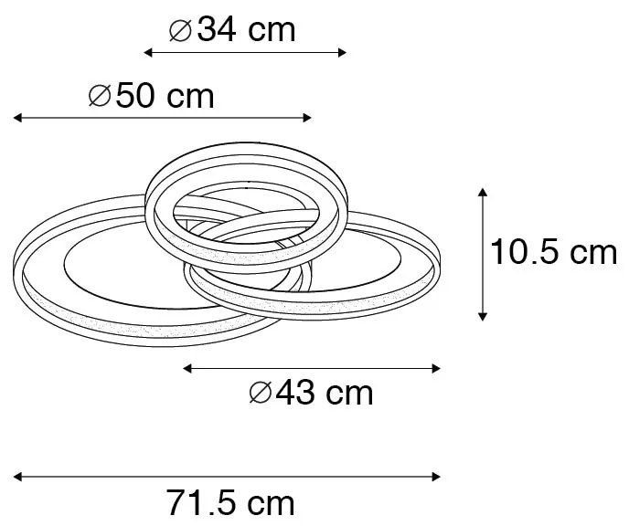 Design plafondlamp zwart incl. LED 3-staps dimbaar - Joran Design rond Binnenverlichting Lamp