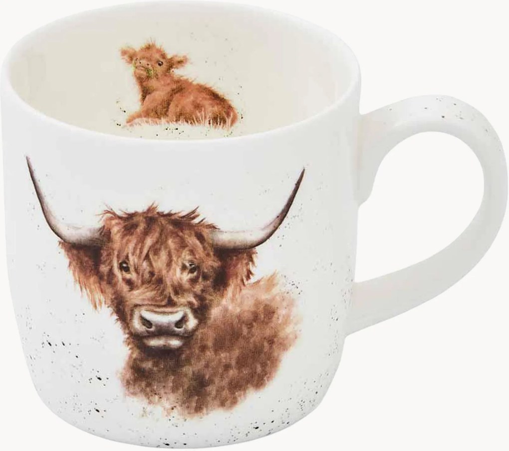 Handbeschilderde Fine Bone China beker Highland Cow
