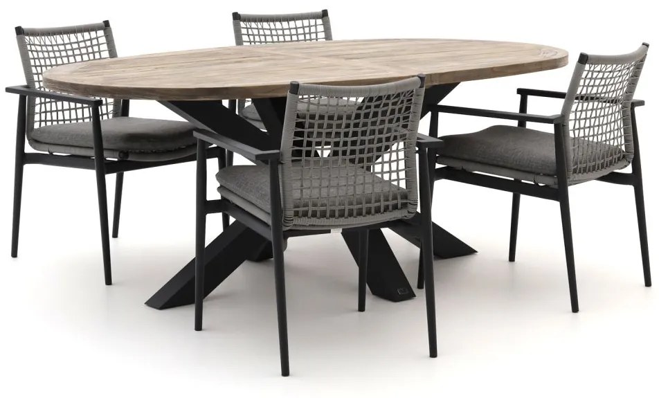+ 10% kassakorting | Diningset Bellagio  | 4 personen teakhout | Tuinset stapelbaar | 5-delig | Kees Smit Tuinmeubelen