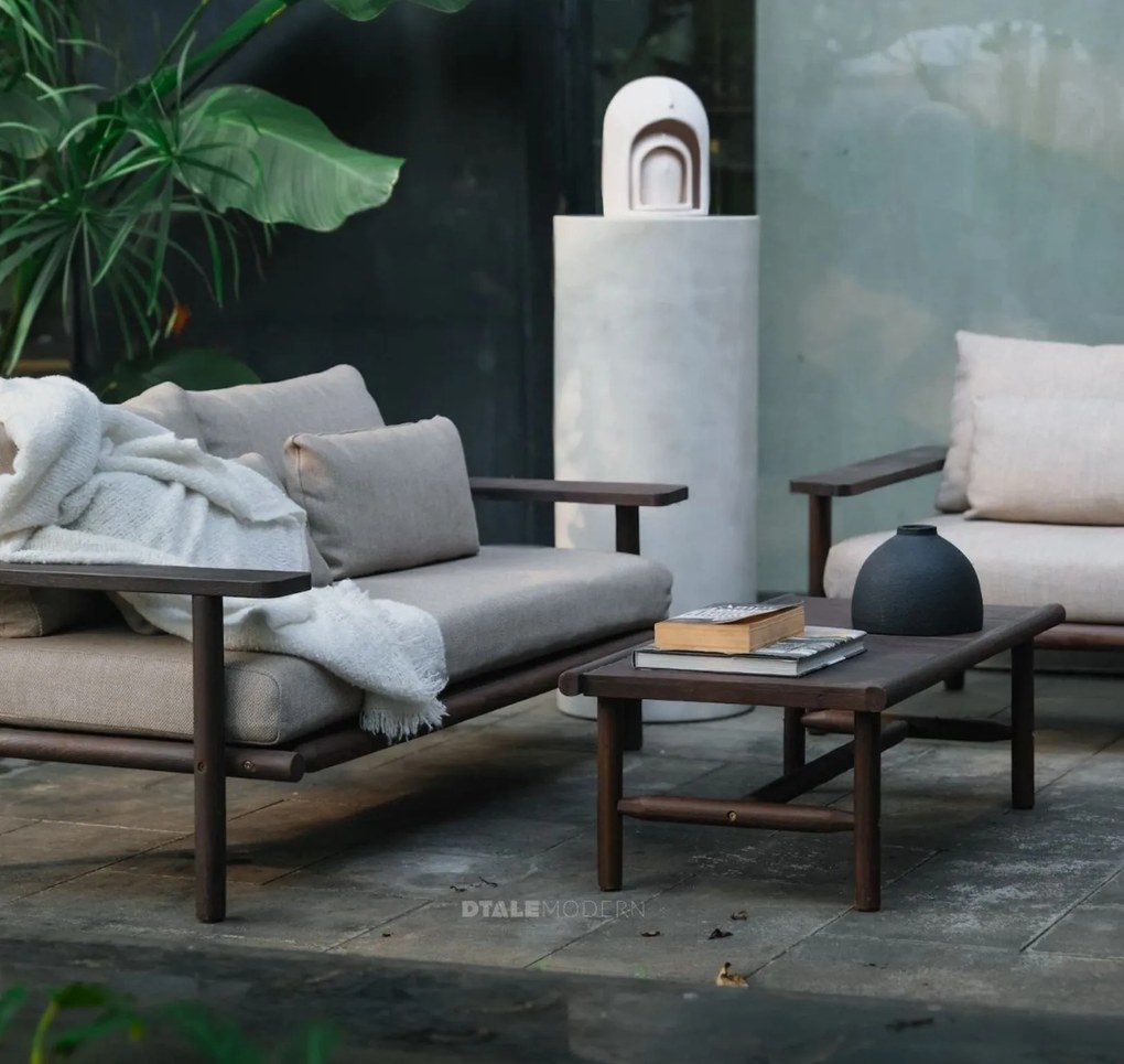 The Outsider Stoel-Bank Loungeset - Laruna - Acaciahout - Vintage Bruin /  Wit - The Outsider