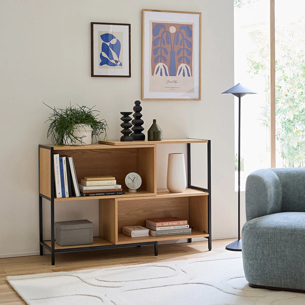 Eiken fineer modulaire en uittrekbare consoletafel Volga