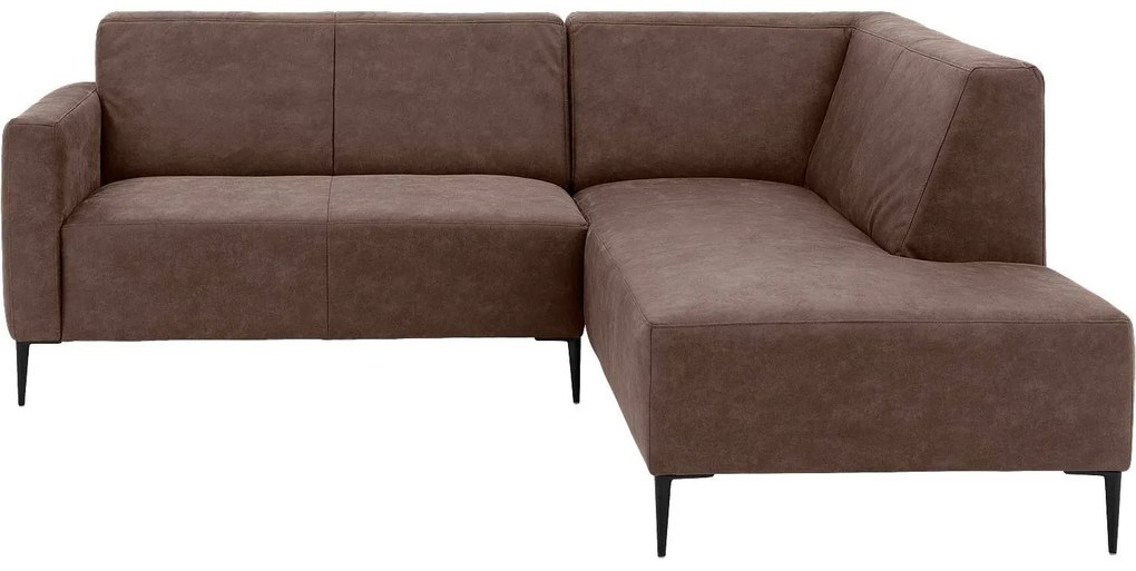 Goossens  Key West bruin, micro leer, 2-zits, modern design met ligelement rechts