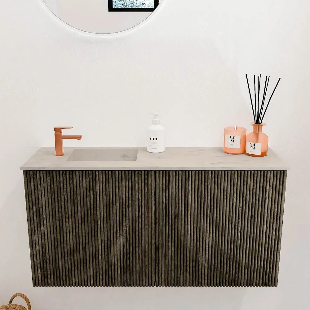 Mondiaz Joya DLux 80cm toiletmeubel shadow met wastafel faye links 1 kraangat opalo