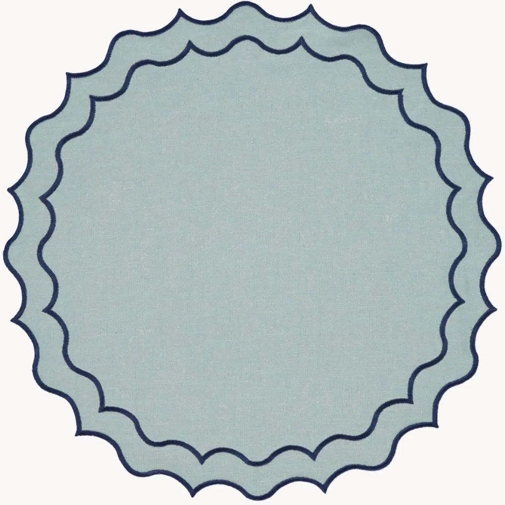 Ronde placemat Navy met geborduurde rand